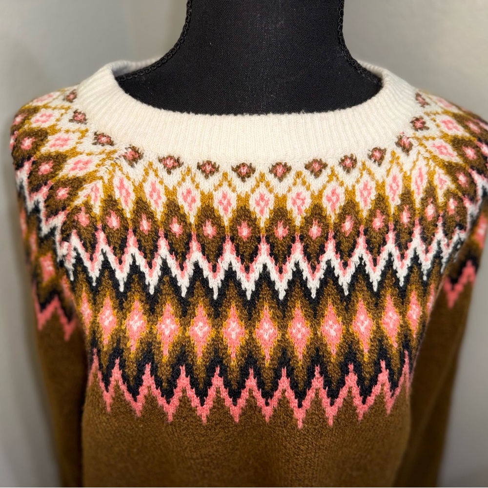 Soft touch Brown and Pink Patterned Women's Sweater- Size‎ XL - Picture 4 of 11